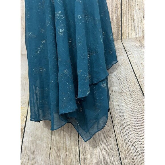 Vtg Y2K Speechless Dress Girl 16 Teal Handkerchief Hem Glitter Fairy Whimsigoth - Picture 5 of 10